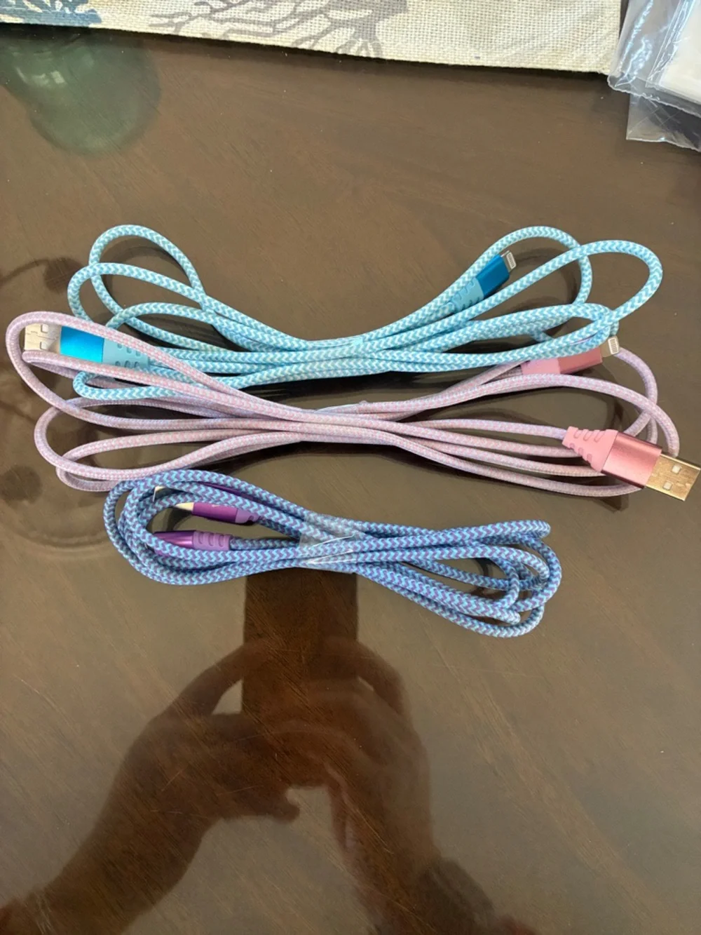 Braided USB Charging Cables - Pastel Blue, Pink, Lavender